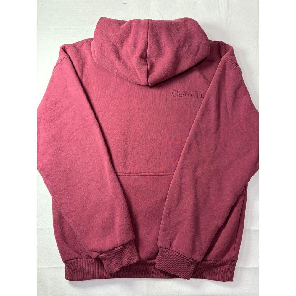 Comfrt Oversized Hoodie Plum Rose Berry Tonal Raised Logo Sweatshirt Large